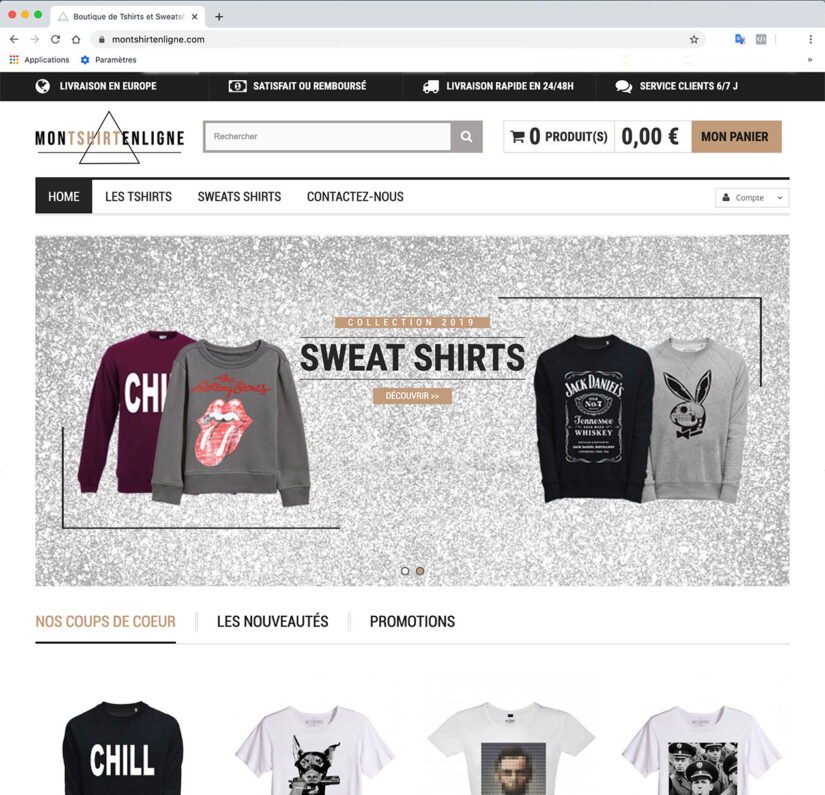 Site en vente dropshipping fournisseur produits tshirt ecommerce.